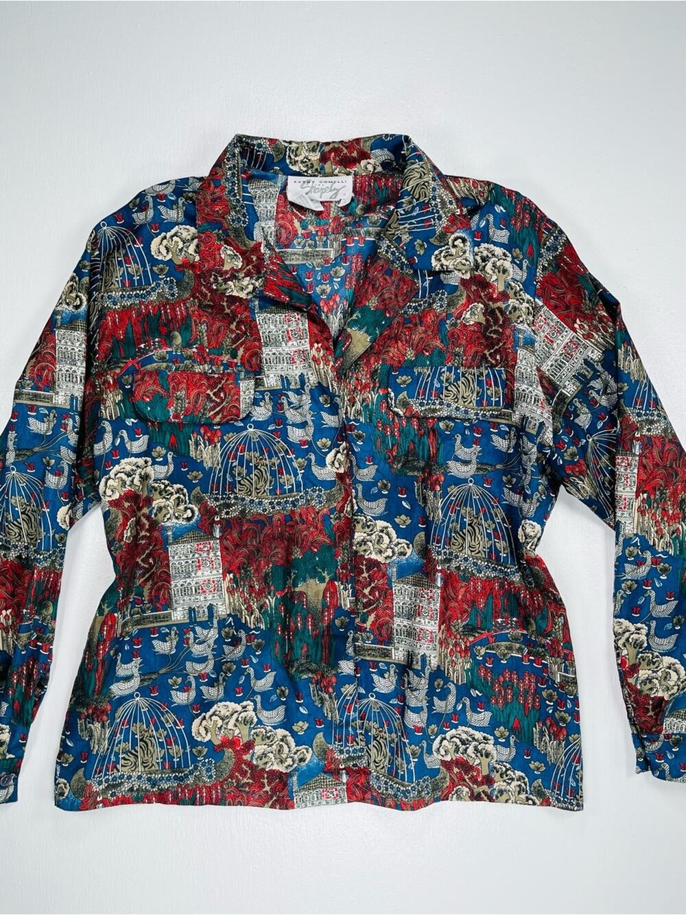 Vintage Printed Blouse Size 14 Funky Animals Pattern Kathy Comelli for Shapely